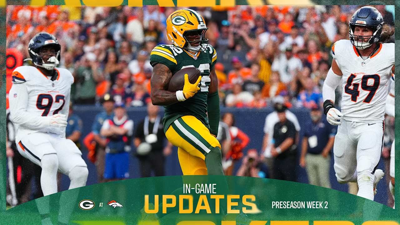 MarShawn Lloyd scores on an 11-yard touchdown catch as Packers and Broncos lock up 7-7 after first quarter