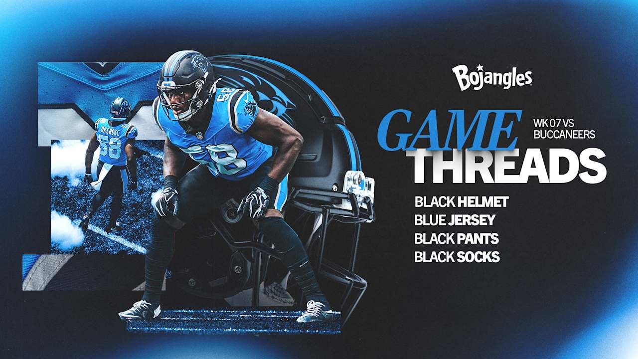 Panthers to wear black-blue-black for Week 7 vs. Buccaneers, revisiting a combo tied to recent division wins