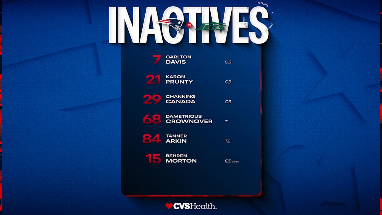 Week 6 Inactives: Patriots list their scratches vs. Jets, while New York also names its inactive group