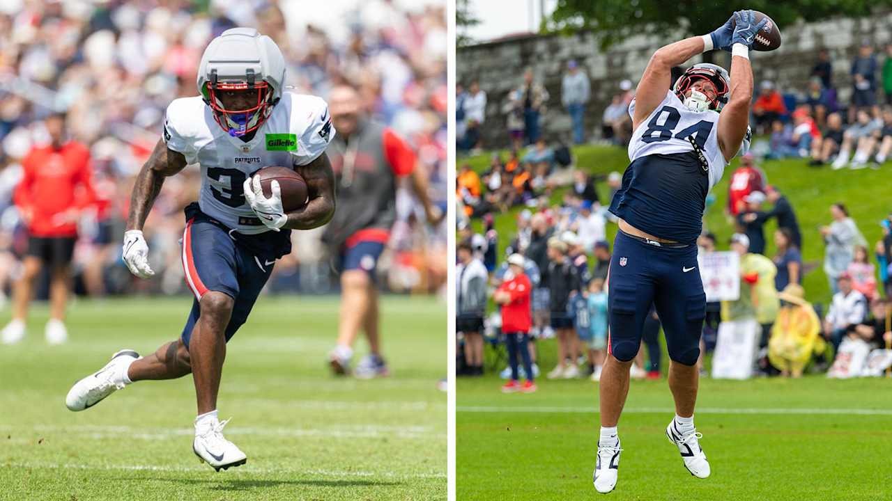 Patriots training camp episode highlights eight early standouts, including rookie TE Tanner Arkin and RB Jam Miller