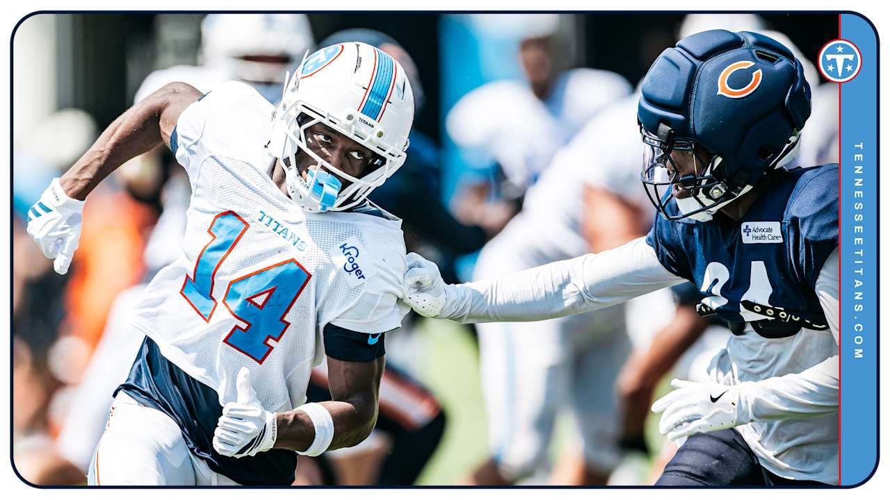Titans rookie WR Carnell Tate closes joint-practice stretch with a standout day vs. Bears