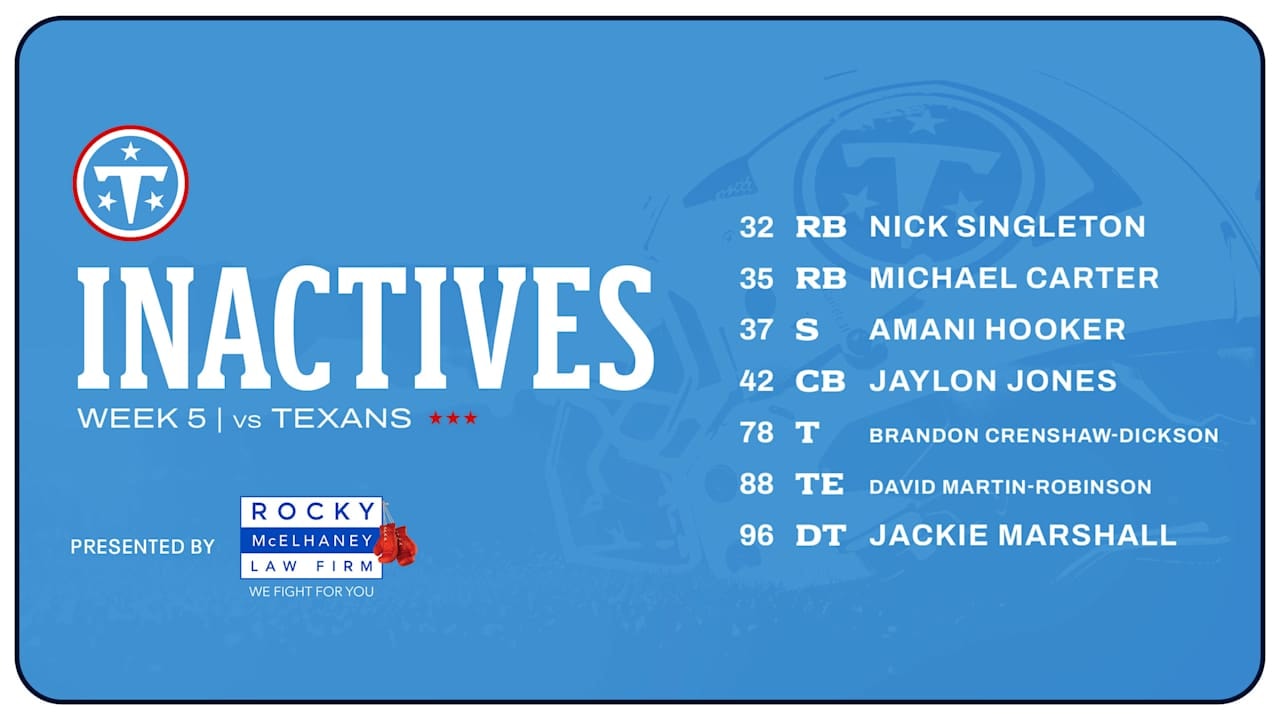 Titans Return Home for First 2026 Divisional Tilt With Winless Texans